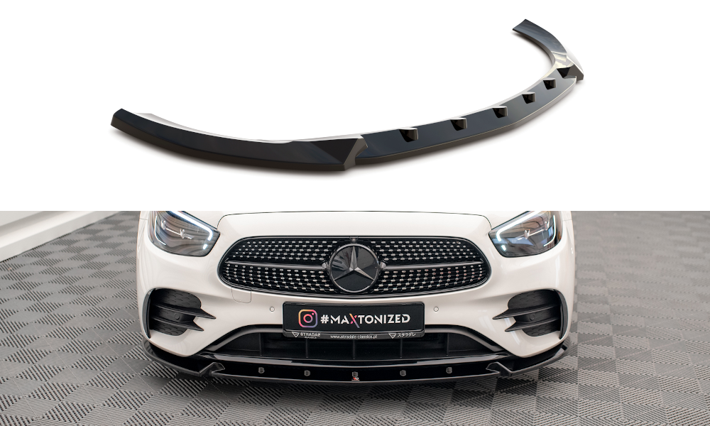 Maxton Design Front Ansatz V.2 für Mercedes-Benz E AMG-Line W213 Facelift schwarz Hochglanz