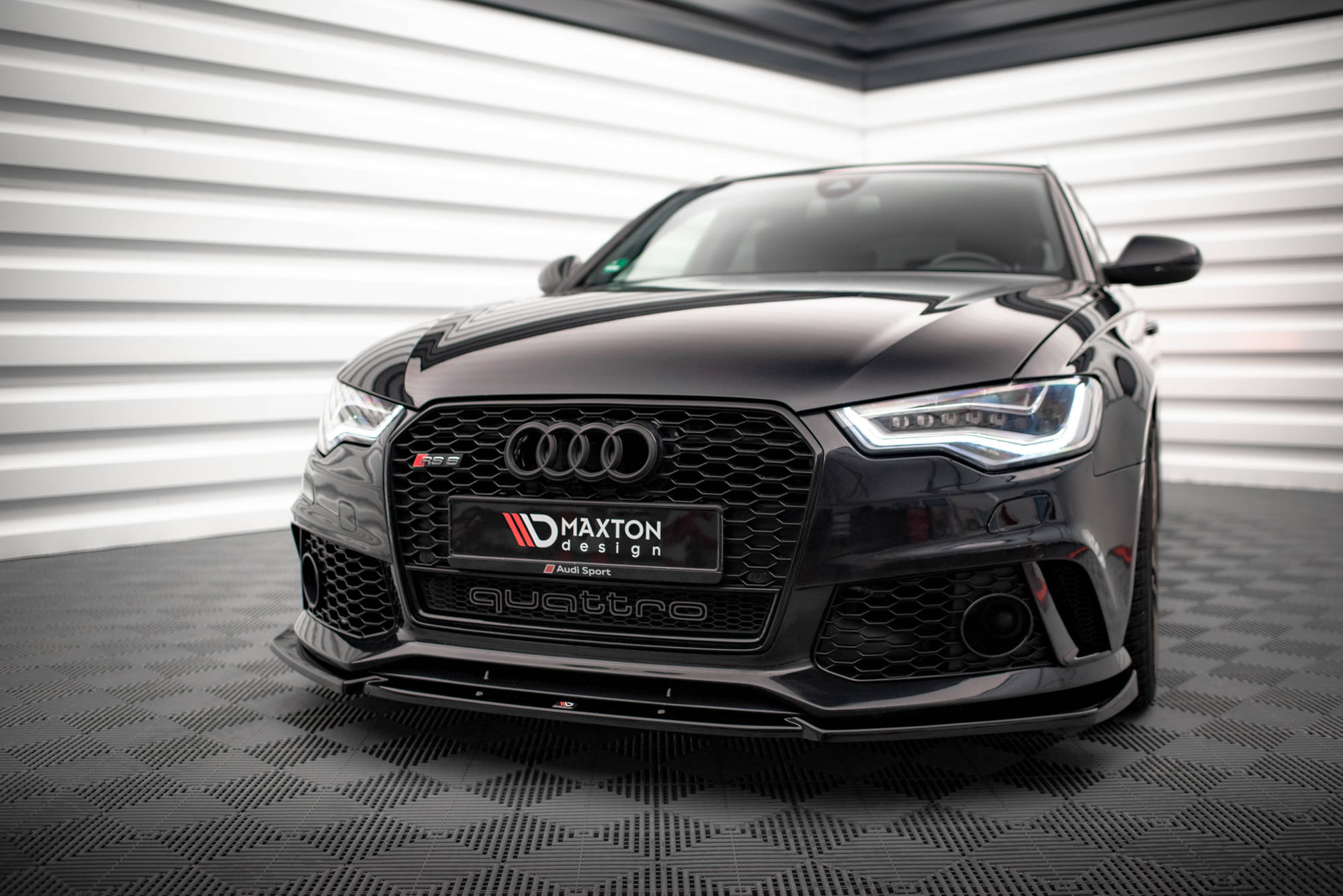 Maxton Design Front Ansatz für Audi A6 RS6 Look C7 schwarz Hochglanz