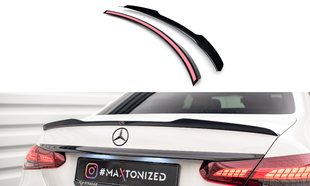 Maxton Design Spoiler CAP für Mercedes-Benz E Limousine AMG-Line W213 Facelift schwarz Hochglanz